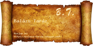 Balázs Taráz névjegykártya